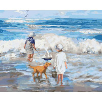 Картина за номерами. Діти "Граючи з хвилями" KHO2323, 40x50 см Ідейка Арт:8077 Картина за номерами. Діти "Граючи з хвилями" KHO2323, 40x50 см Ідейка Арт:8077