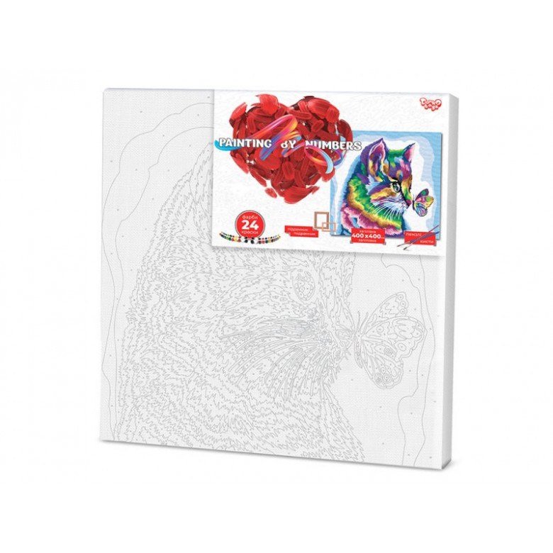 Картина за номерами. "Райдужне кошеня" 40x40см KpNe-02-08 Danko Toys Арт:14784