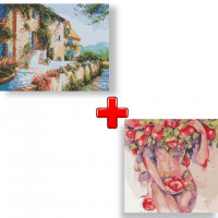 Набір картин за номерами 2 в 1 Ідейка "На сонячній стороні вулиці" 40х50 KHO2298 та "Яблунева спокуса" 40х40 KHO4989 Ідейка Арт:35182