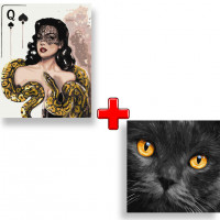 Набір картин за номерами 2 в 1 Ідейка "Пікова дама" 40х50 KHO4838 та "Бурштинові очі" 40х40 KHO4391 Ідейка Арт:35163