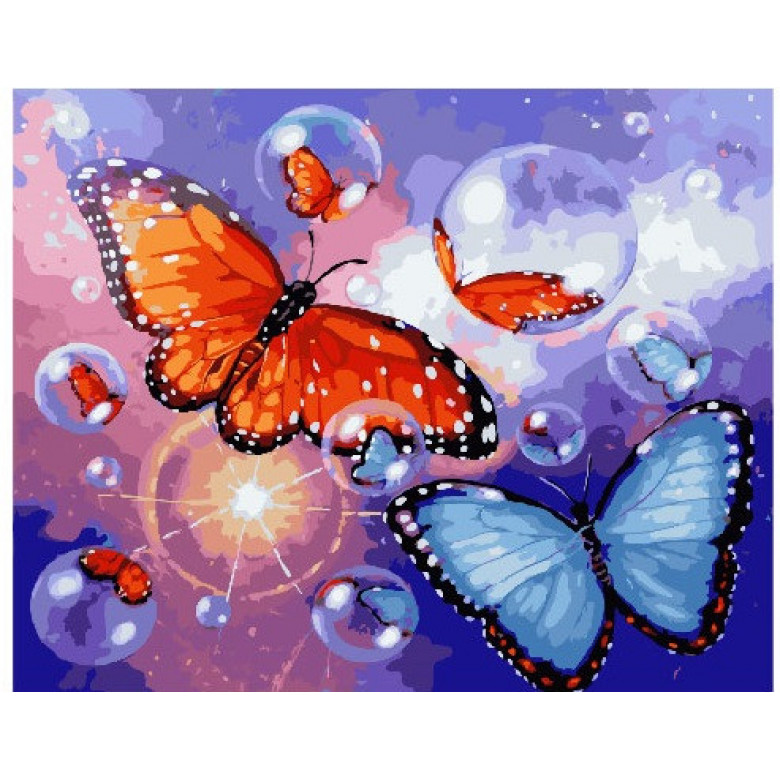 Картина за номерами. Brushme "Мильні метелики" GX22072 Brushme Арт:14528