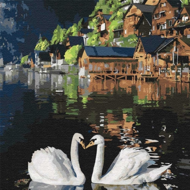Картина за номерами. "Чарівні лебеді" 30x30см KHO4199 Ідейка Арт:16298