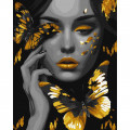 Картина за номерами "Дівчина із золотими метеликами" ©art_selena_ua Ідейка KHO8307 40х50 см з фарбами металiк extra Ідейка Арт:33532