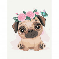 Картина за номерами "Милий мопс" KBS7106  Brushme 30х40 см Brushme Арт:31484