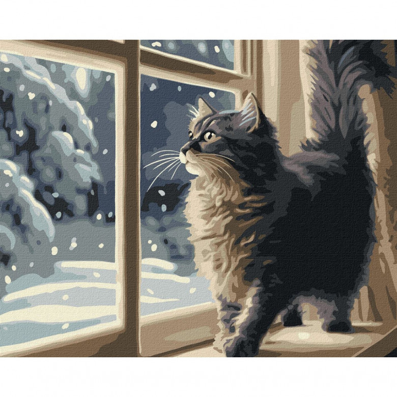 Картина за номерами "Снігопад за вікном" KHO6550 40х50см Ідейка Арт:34536