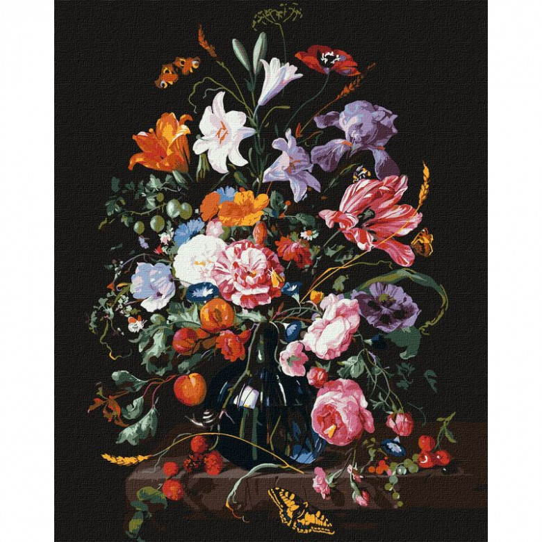 Картина за номерами "Ваза з квітами та ягодами"© Jan Davidsz. de Heem Ідейка KHO3208 40х50 см Ідейка Арт:25575