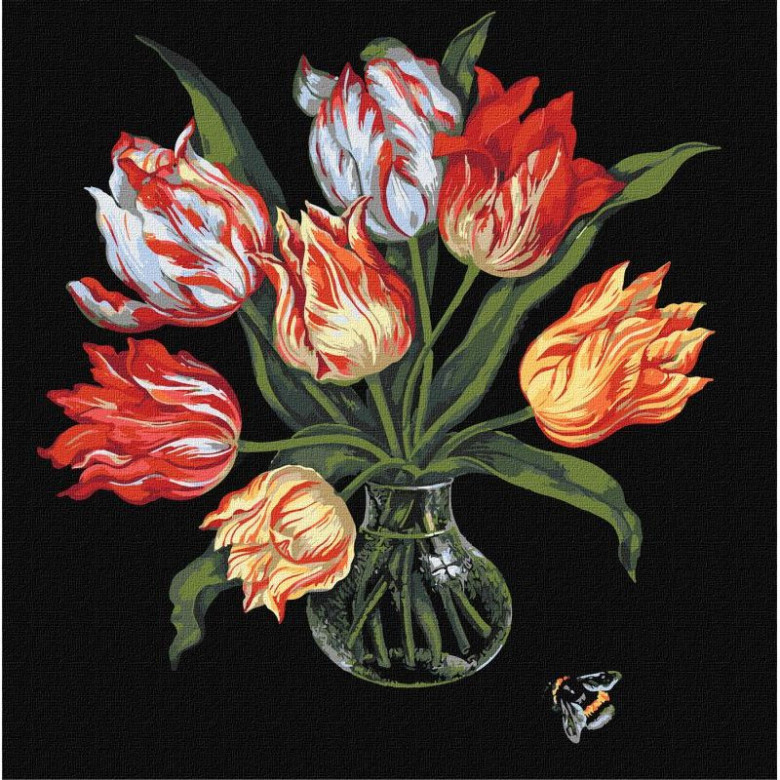 Картина за номерами "Витончені тюльпани" ©kovtun_olga_art Ідейка KHO3216 40х40 см Ідейка Арт:26741