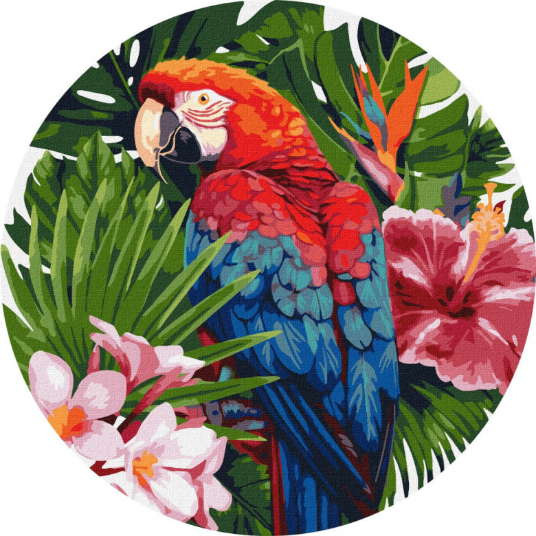 Картина за номерами "Яскравий папуга" ©art_selena_ua KHO-R1004 діаметр 39 см Ідейка Ідейка Арт:33140