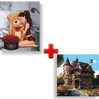 Набір картин за номерами 2 в 1 "One million roses" 40х50 KHO4606 та "Затишний палац" 40х40 KHO6330 Ідейка Арт:35596