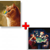 Набір картин за номерами 2 в 1 Ідейка "Чарівне диво" 40х50 KHO4373 та "Азартні пухнастики" 40х40 KHO4485 Ідейка Арт:35147