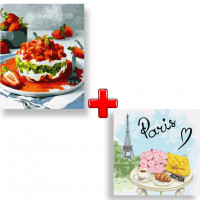 Набір картин за номерами 2 в 1 Ідейка "Солодке поєднання" 40х50 KHO5613 та "Ранок у Парижі" 40х40 KHO5633 Ідейка Арт:35166