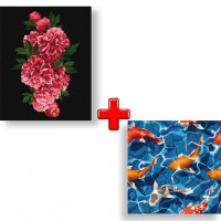 Набір картин за номерами 2 в 1 "Пристрасні півонії" 40х50 KHO3095 та "Японські карпи" 40х40 KHO4321 Ідейка Арт:35580