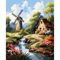 Картина по номерам "Будиночок біля млина" KHO6342 40х50см                                         Ідейка Арт:39634