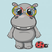 Картина за номерами "Бегемотик з жучком" Art Craft 15087-AC 30х30 см                                                     Ідейка Арт:39774