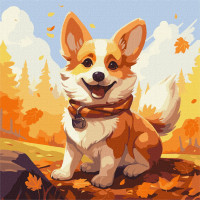 Картина за номерами "Грайливий коргі" KHO6535 40х40 см Ідейка Арт:34529 Картина за номерами "Грайливий коргі" KHO6535 40х40 см Ідейка Арт:34529