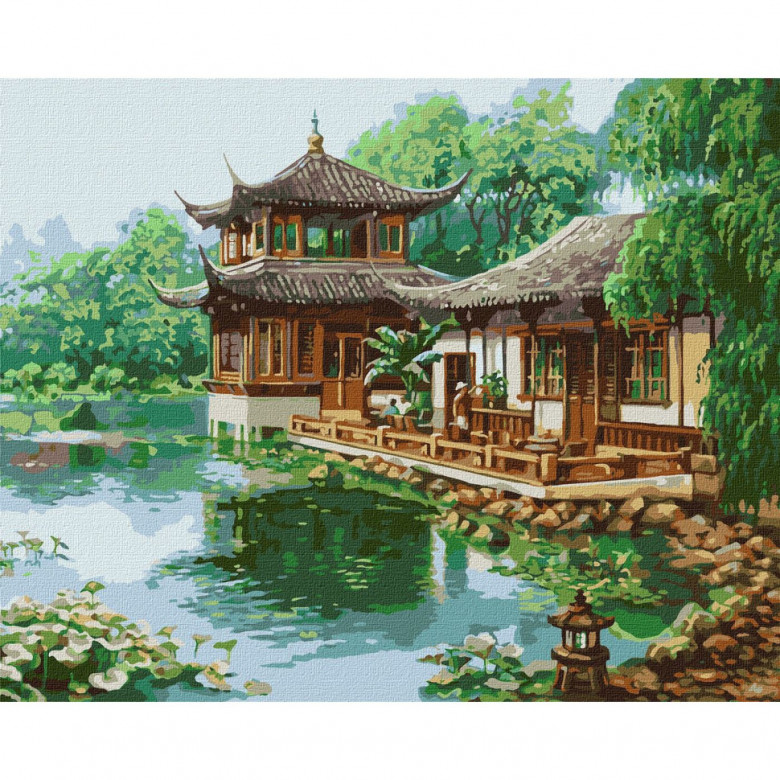 Картина за номерами "Китайський будиночок" ©Сергій Лобач Ідейка KHO2881 40х50 см Ідейка Арт:26247
