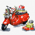 Картина за номерами "Різдвяний мотоцикл" ©fashionillustration_tania KHO5011 30х30 см Ідейка Арт:34514