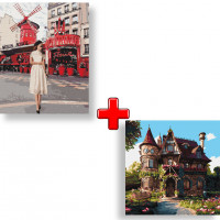 Набір картин за номерами 2 в 1 "Moulin Rouge" 40х50 KHO4657 та "Затишний палац" 40х40 KHO6330 Ідейка Арт:35597