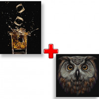 Набір картин за номерами 2 в 1 Ідейка "Міцний смак" 40х50 KHO5635 та "Птах мудрості" 40х40 KHO4388 Ідейка Арт:35167