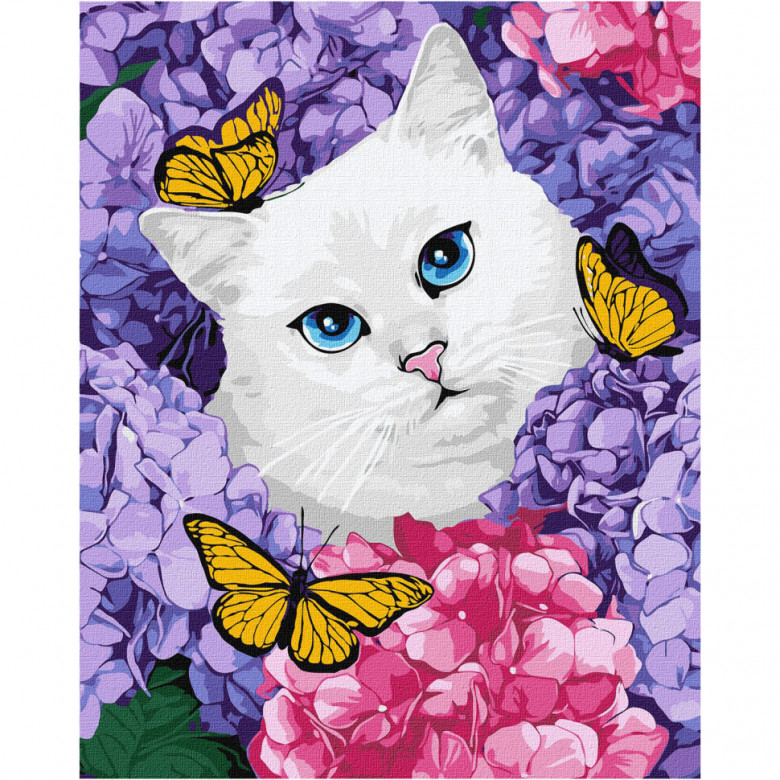 Картина по номерам "Білосніжний котик" KHO6537 40х50см                                            Ідейка Арт:39637