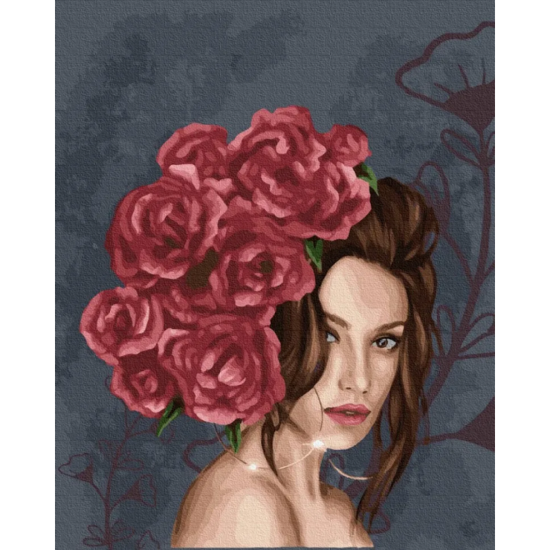 Картина за номерами. Brushme "Леді в трояндах" GX37456 Brushme Арт:18395