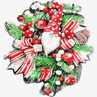 Картина за номерами  "Різдвяний вінок" ©fashionillustration_tania KHO5071 30х30 см Ідейка Арт:34515 Картина за номерами  "Різдвяний вінок" ©fashionillustration_tania KHO5071 30х30 см Ідейка Арт:34515