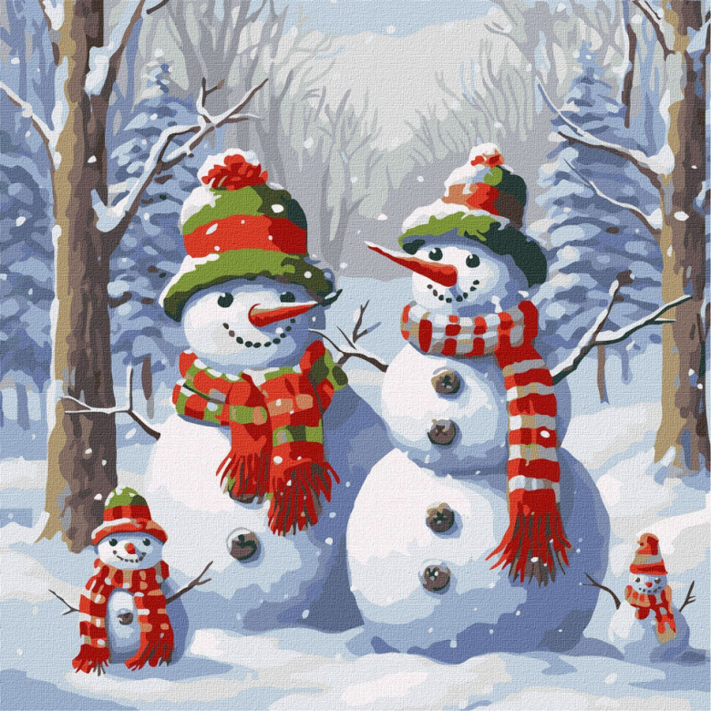 Картина за номерами "Чарівні сніговики" ©art_selena_ua Ідейка KHO5106 40х40 см Ідейка Арт:33519