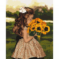 Картина за номерами. "Дівчинка з соняшниками" KHO4662, 40х50 см Ідейка Арт:11291