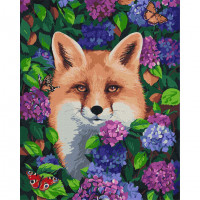 Картина за номерами "Лиса у гортензії" Ідейка KHO4349 40х50 см Ідейка Арт:25635