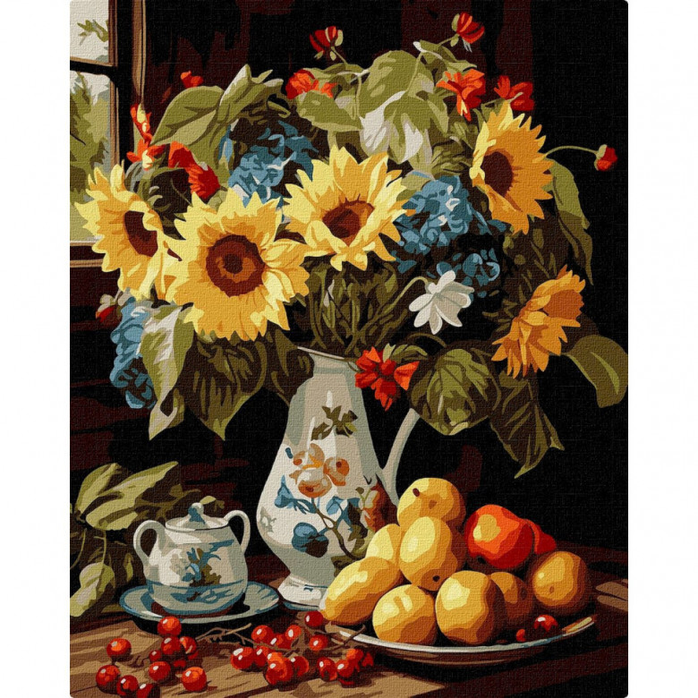 Картина за номерами "Натюрморт із соняшниками" KHO5680 40х50 см Ідейка Арт:37054