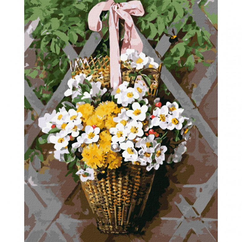Картина за номерами "Плетений кошик з квітами" ©Paul De Longpre Ідейка KHO2097 40х50 см Ідейка Арт:29434