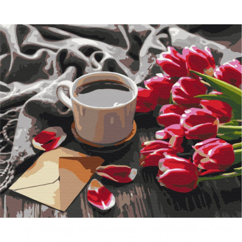 Картина за номерами "Тюльпани до кави" Brushme BS36492 40х50 см Brushme Арт:30356