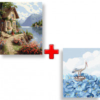 Набір картин за номерами 2 в 1 Ідейка "Будиночок садівниці" 40х50 KHO6326 та "Квітуча долина" 30х40 KHO4471 Ідейка Арт:35152