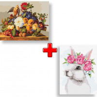 Набір картин за номерами 2 в 1 Ідейка "Обід омелюха" 40х50 KHO4396 та "Білий зайчик" 30х40 KHO4257 Ідейка Арт:35151