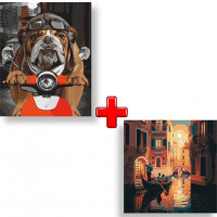 Набір картин за номерами 2 в 1 "Спробуй наздогнати" 40х50 KHO4153 та "Романтика Венеції" 40х40 KHO3637 Ідейка Арт:35583