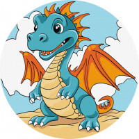 Картина по номерам "Прогулянка дракончика" KHO-R1058 d19см                                       Ідейка Арт:39605