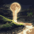 Картина за номерами "Місячний водоспад з фарбами металік" KHO5033 50х50 см Ідейка Арт:35239