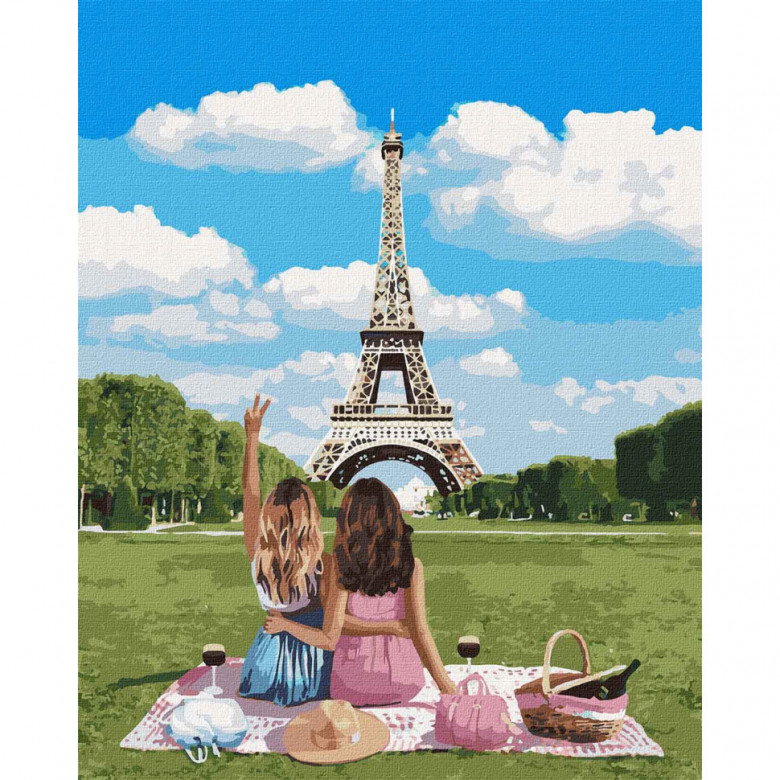 Картини за номерами "Подружки у Парижі" Ідейка KHO4790 40*50см Ідейка Арт:25325