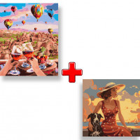 Набір картин за номерами 2 в 1 Ідейка "Чарівна Каппадокія" 40х50 KHO2837 та "Атмосфера моря" 40х40 KHO2536 Ідейка Арт:35136