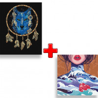 Набір картин за номерами 2 в 1 Ідейка "Ловець снів" 40х50 KHO4336 та "Серце океану" 40х40 KHO4951 Ідейка Арт:35135