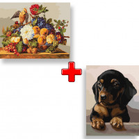 Набір картин за номерами 2 в 1 Ідейка "Обід омелюха" 40х50 KHO4396 та "Відданий погляд" 30х40 KHO4345 Ідейка Арт:35153