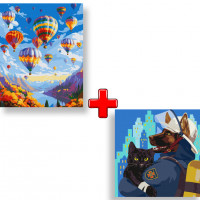 Набір картин за номерами 2 в 1 "Магічний політ" 40х50 KHO6332 та "Пухнастий рятівник" 40х40 KHO4334 Ідейка Арт:35600