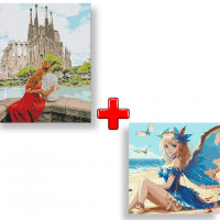 Набір картин за номерами 2 в 1 "Романтична Іспанія" 40х50 KHO4689 та "Чарівна феєчка" 40х40 KHO8333 Ідейка Арт:35585