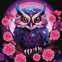 Картина по номерам "Фіолетова совушка" KHO6563 40х40см                                            Ідейка Арт:39639