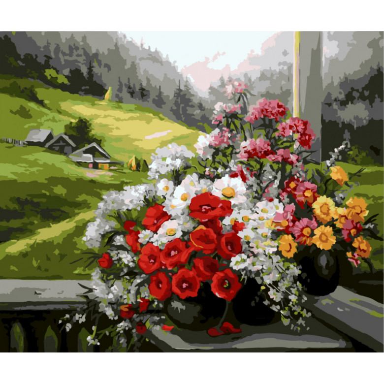 Картина за номерами. Brushme "Букети на вікні" GX9500, 40х50 см Brushme Арт:9117