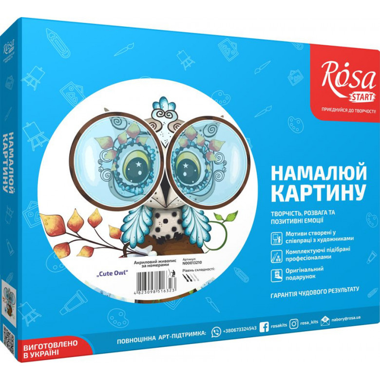 Картина за номерами. Rosa "Cute Owl" 35х45см N00013210 Rosa Арт:13312