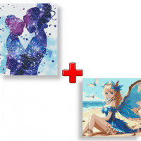 Набір картин за номерами 2 в 1 "Флюїди щастя" 40х50 KHO4737 та "Чарівна феєчка" 40х40 KHO8333 Ідейка Арт:35586