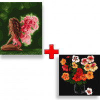 Набір картин за номерами 2 в 1 Ідейка "Квіткові крила" 40х50 KHO4754 та "Настурції" 40х40 KHO2915 Ідейка Арт:35138