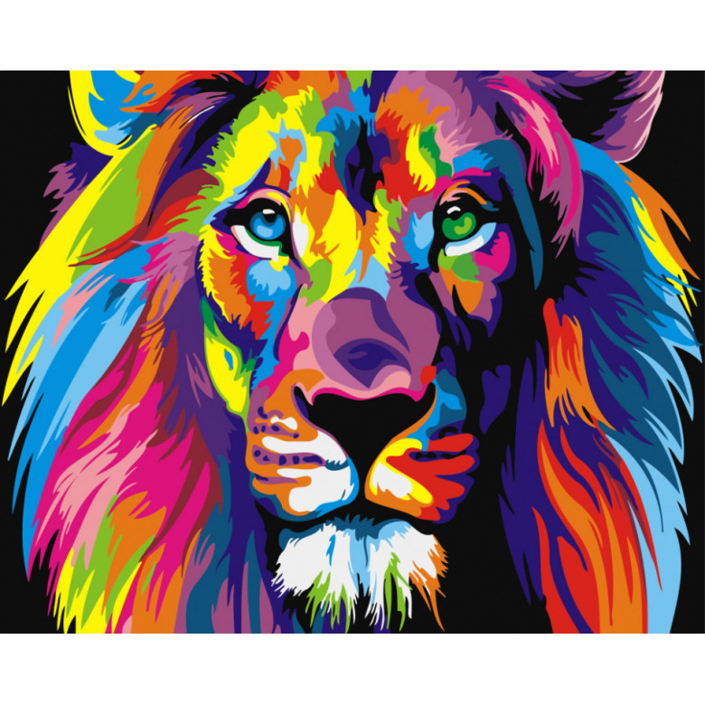 Картина за номерами. Brushme "Райдужний лев" GX8999, 40х50 см Brushme Арт:9364