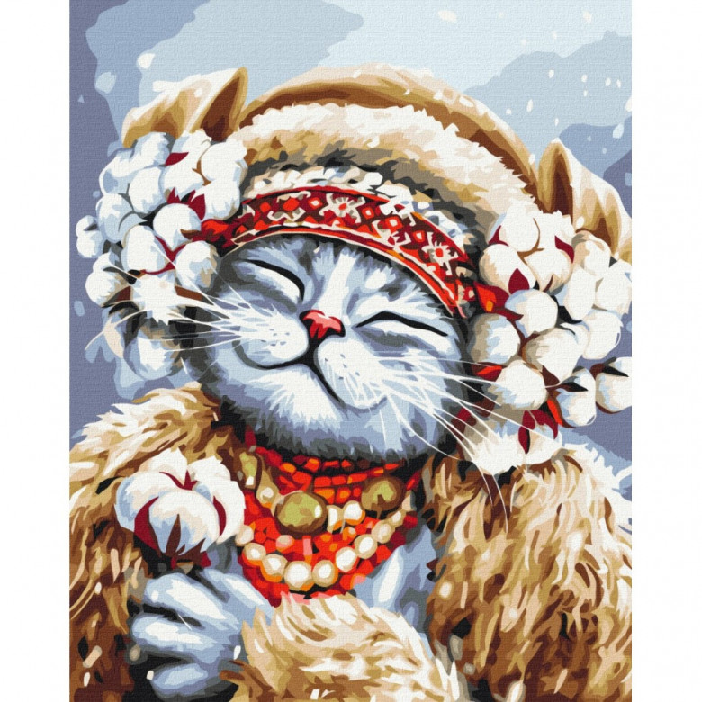 Картина за номерами "Киця Зима" ©Маріанна Пащук Brushme BS53412 40х50 см Brushme Арт:29130